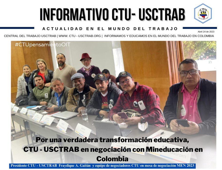 Por una verdadera transformación educativa, CTU – USCTRAB en negociación con Mineducación en Colombia