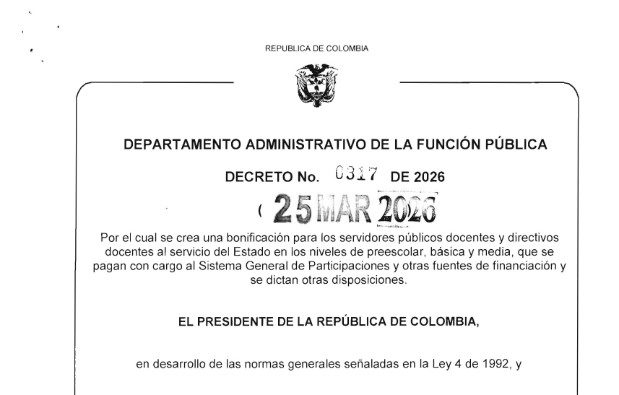 Bonificación Servidores públicos docentes y directivos docentes.