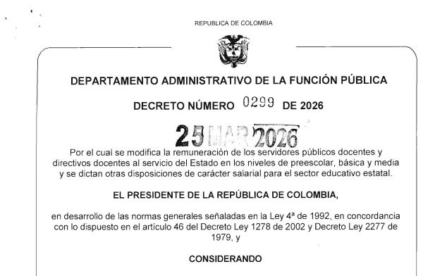 Decreto 0299 de 25 de Marzo de 2026